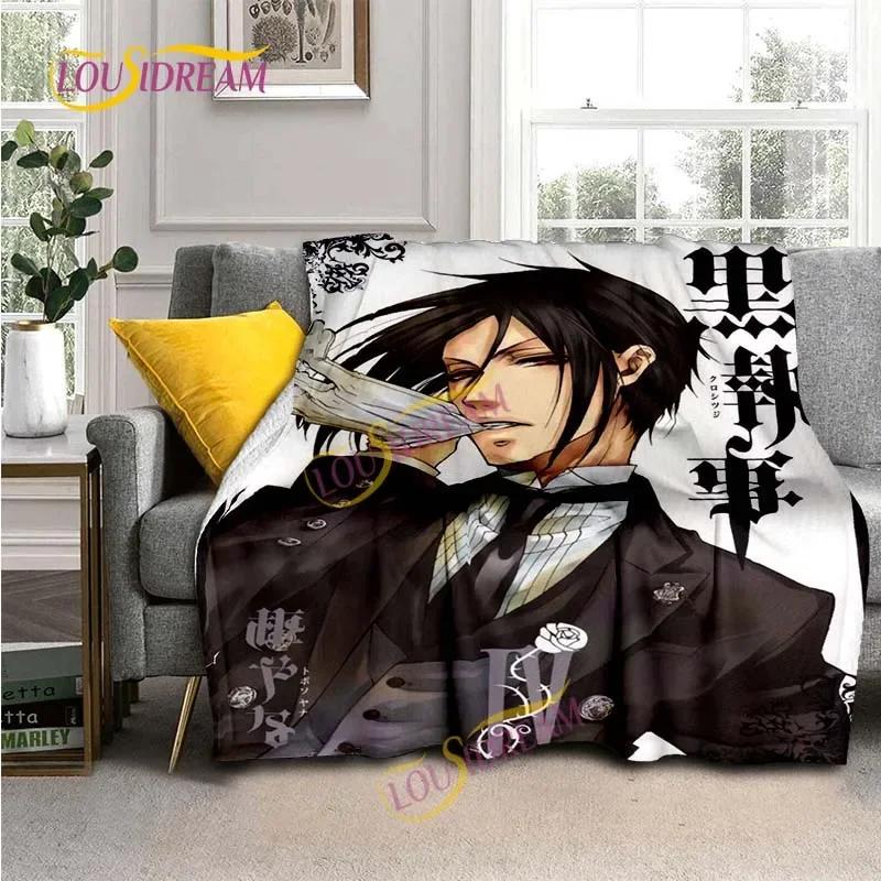 Фланелевое одеяло с анимацией «Темный дворецкий», удобное, домашнее одеяло для пикника, подходит для всех сезонов