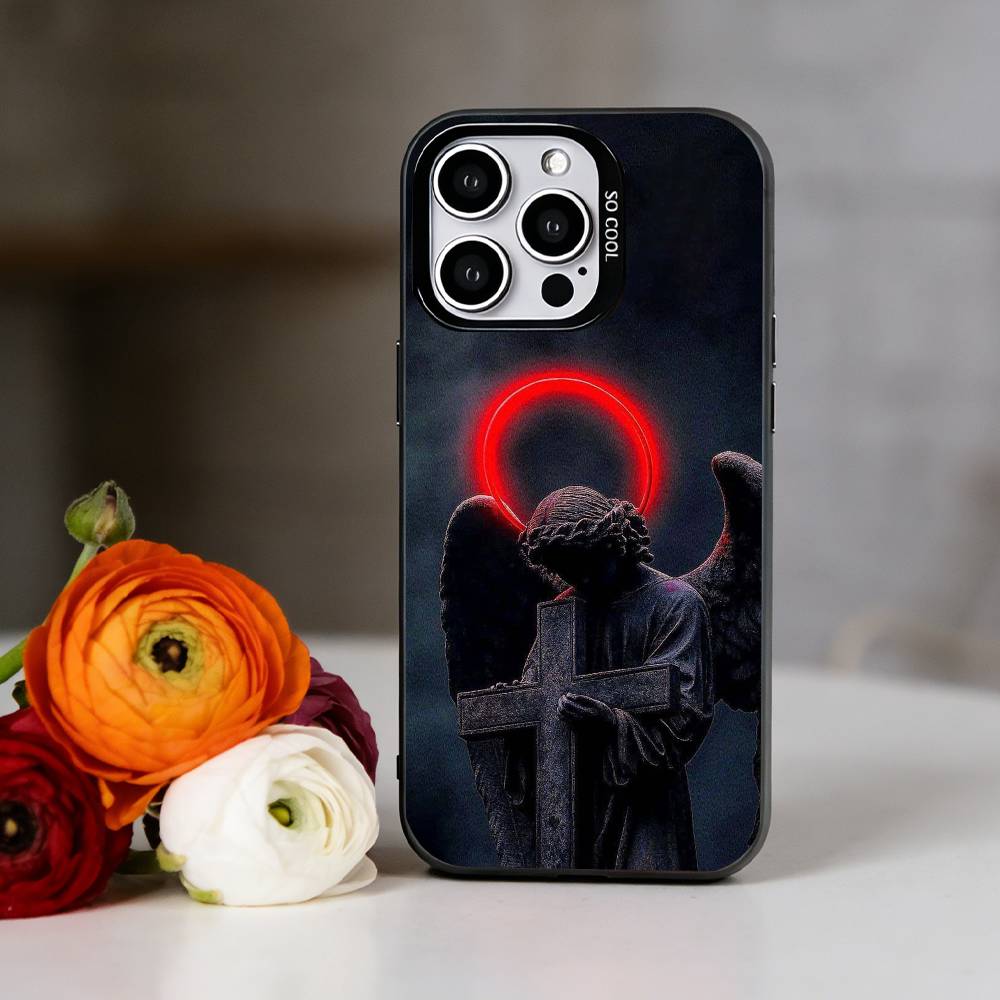 Archangel Michael Cross Phone Case For iPhone 17,16,15,14,13,12,11 Plus,Pro Max,XS,Colorful Silver Phone case Funda Cover