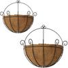 210323YF17-10040-1606030611 2Pcs Metal Wall Hanging Planter Basket with Coco Liner Half Round Wire Plant Holder Flower Pots Hanger for Indoor Outdoor