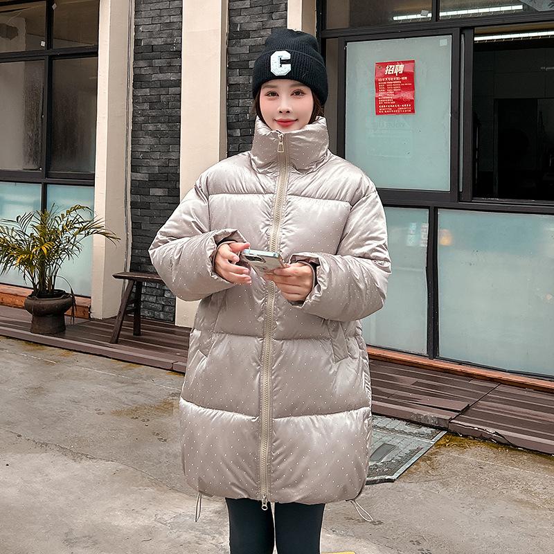 European and American women's clothing new winter thickened thermal strap stand-up collar fashionable casual cotton jacket