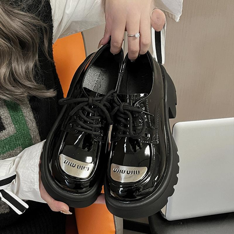 Лоферы из натуральной кожи на платформе, женская обувь, весенние новые туфли в британском стиле, кожаные туфли увеличены за счет туфель Мэри Джейн