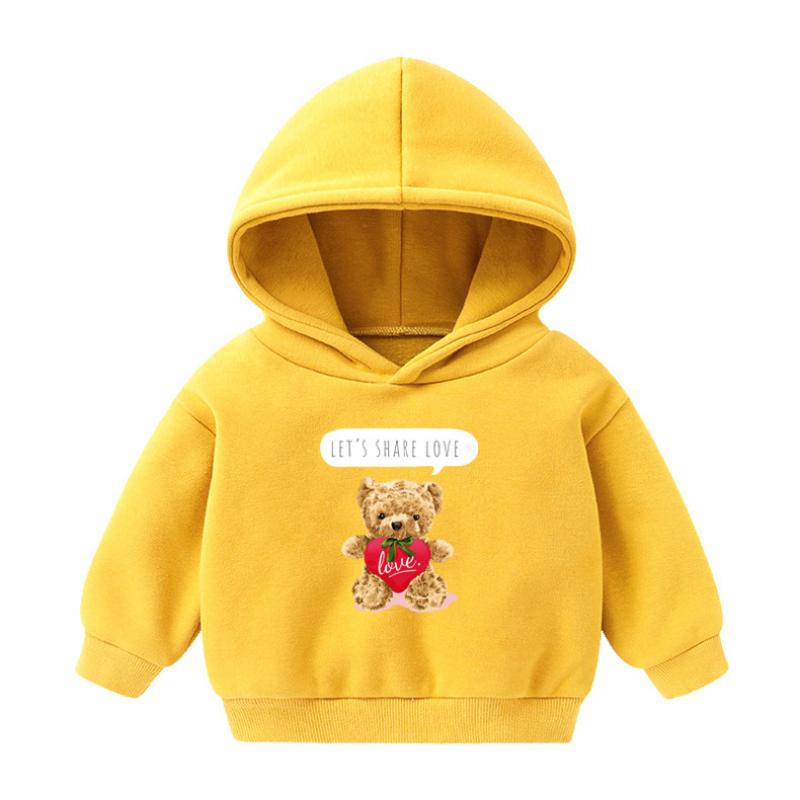 Детская толстовка с капюшоном с весенним мультяшным медведем для мальчиков и девочек