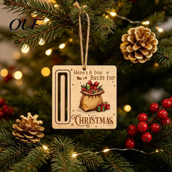 Decorative Gift Accessories for Friends Rustic Santa Reindeer Money Holder Ornament, Wooden Cash Card Creative Ornaments Clip with Slot, Christmas