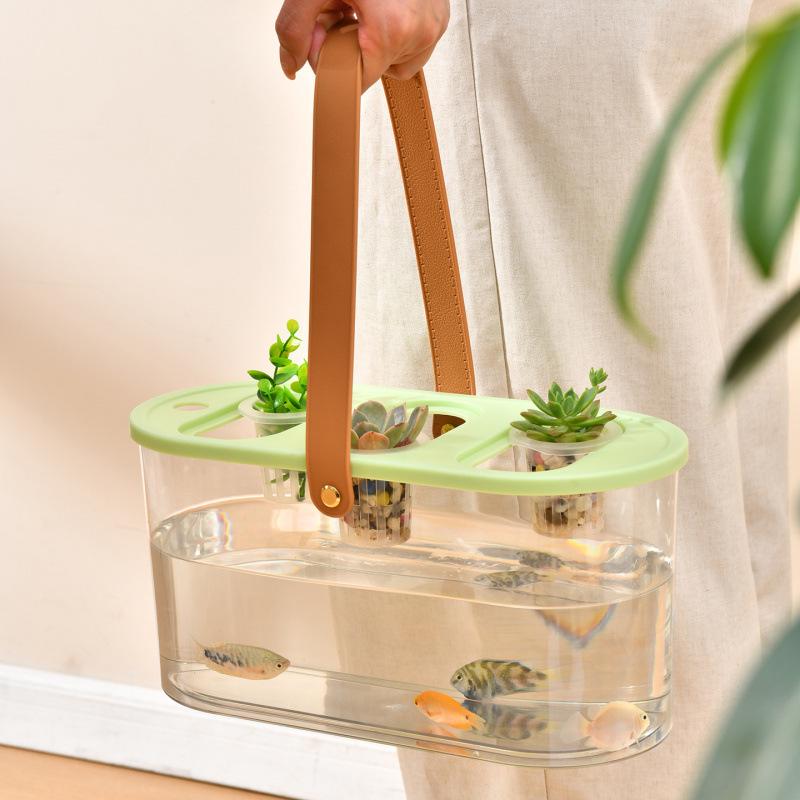 Portable Desktop Fish Tank with Lid for Soilless Cultivation and Landscaping
