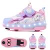NEW LED Roller Skates Shoes with 4 Wheels Speed Skating Parkour Women's Sneaker with Wheels Children Sneakers Rollers with Brake