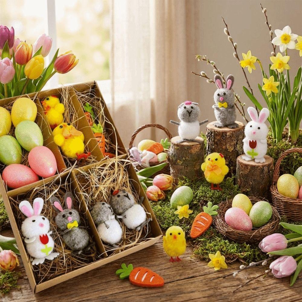 Happy Easter Easter Eggs Chick Ornament Handmade Easter Decoration Festival Party
