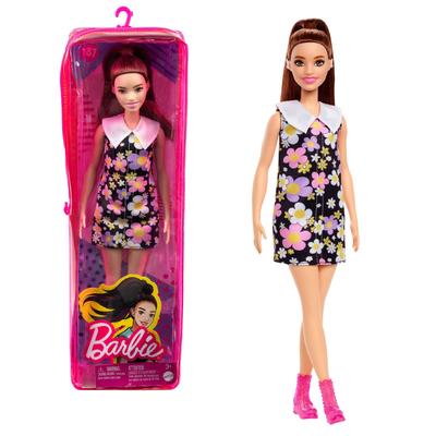 Мини-платье Barbie Fashionista с цветочным принтом и многоразовым пластиковым пакетом 3 и HBV19 (Кукла для переодевания) (Возраст вверх)