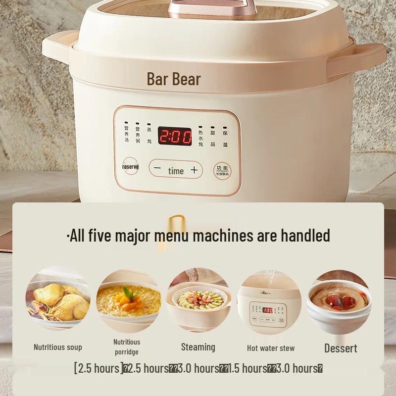 Little Bear 1.6L Programmable Electric Stew Pot with Steamer