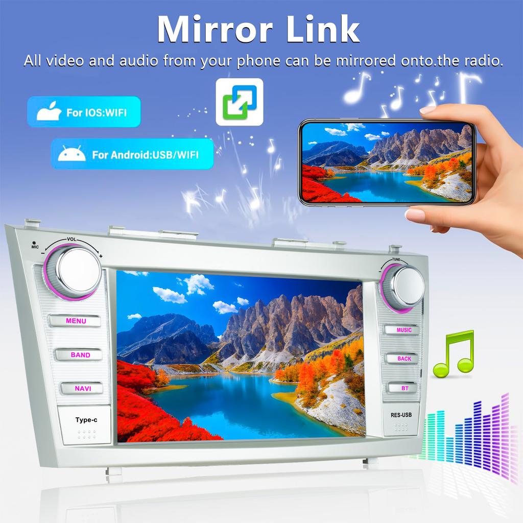 Android 13 Car Radio For Toyota Camry XV40 Aurion 2007-2011 Carplay Head Unit Multimedia Player GPS Navigation Stereo