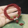 Cinnabar 6mm Double Wrap Bracelet Horse Pendant Simple Hand Ornament Gift Jewelry