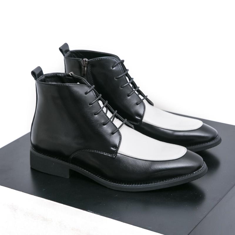 Fashion Wniter Designer Fashion New Male Pointed Black White Lace Up Ankle Boot Men Casual Luxury High Top Platform Shoes Zapatos Hombre
