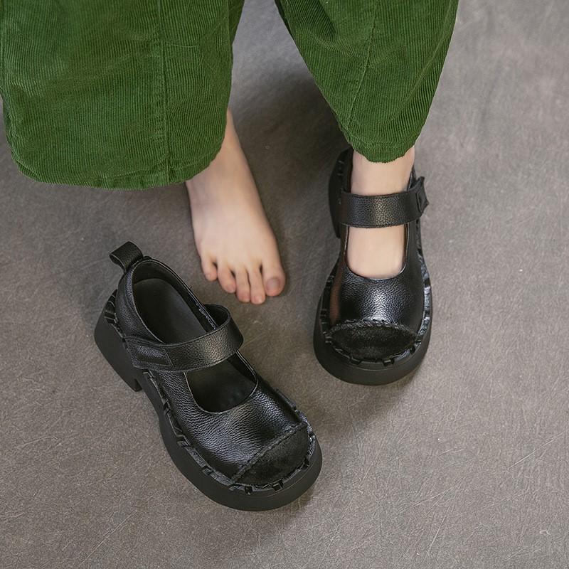 Johnature Женские туфли-лодочки на платформе, модные, с круглым носком, на высоком каблуке, из натуральной кожи, на толстой подошве