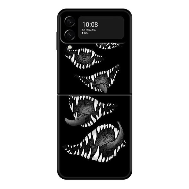 Terror Demon Smile Teeth Phone Case For Samsung Galaxy Z Flip 4 Z Flip3 5g Shell For Galaxy Z Flip Hard Cover Couqe