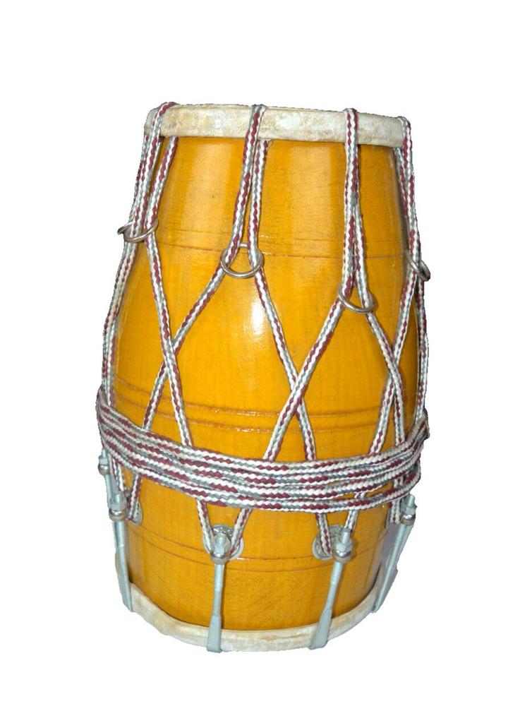 Traditional Yellow Dholak – Nut Bolt Wooden Musical Instrument