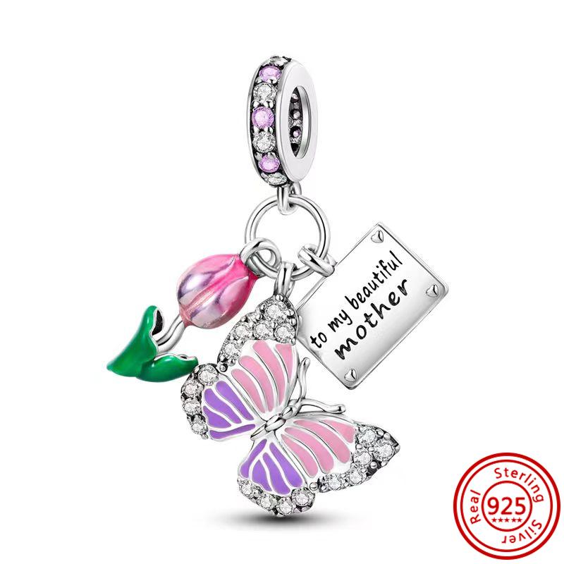 Новый оригинальный S925 стерлингового серебра шарм подвеска мотоцикл радуга сглаза гантели браслеты женщины DIY ювелирные изделия подарок