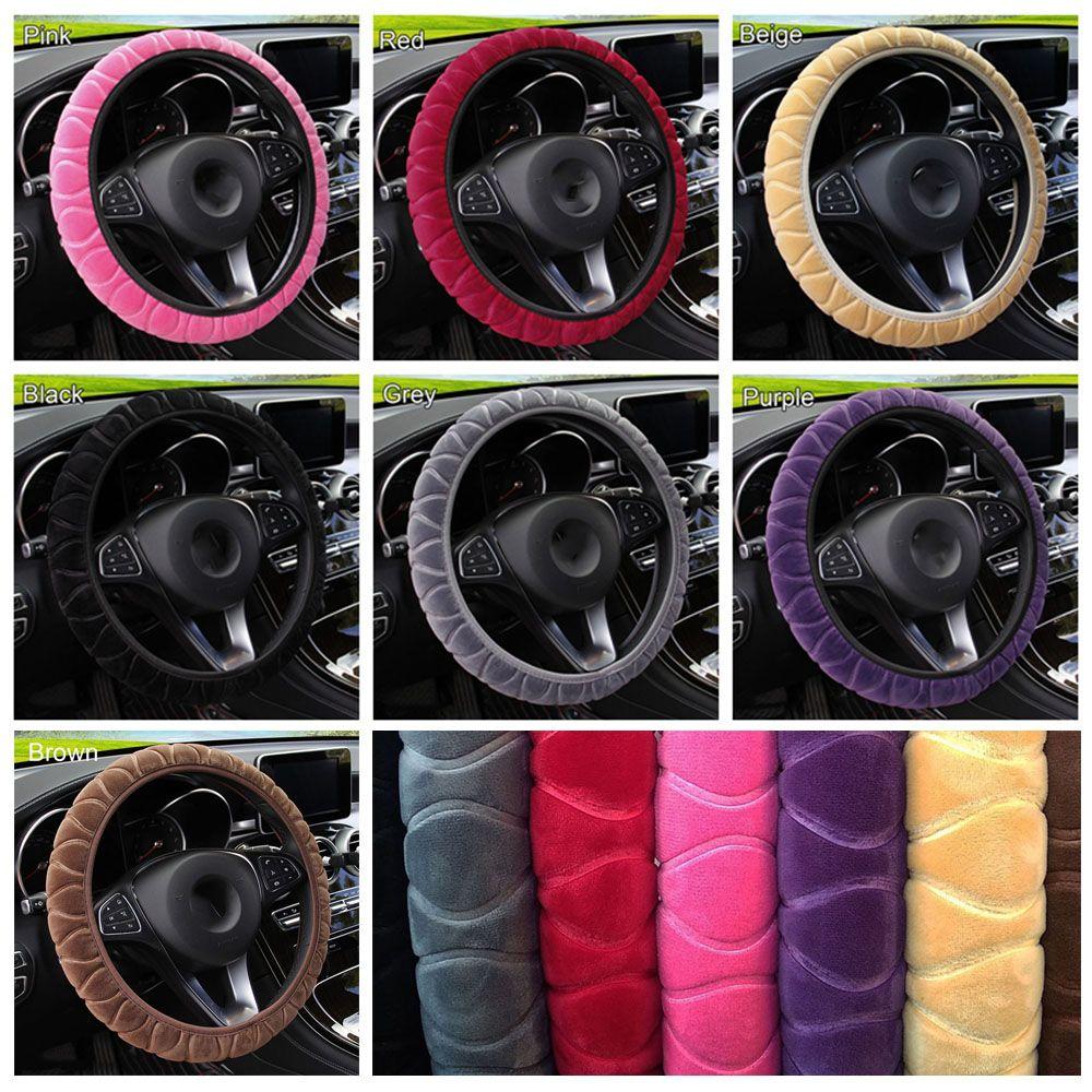 Автомобильный стайлинг Зимний противоскользящий чехол на руль автомобиля Мягкий трехмерный теплый плюш