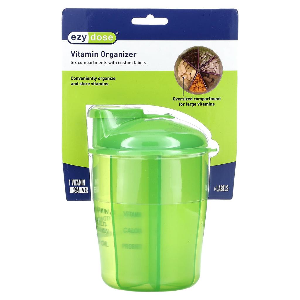 Vitamin Organiser, with Label, Green, 1 Count