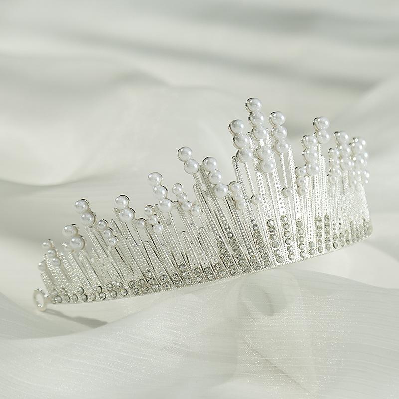 Корона на день рождения, свадебная тиара, жемчужная повязка на голову со стразами, детская корона принцессы, аксессуары для выступлений