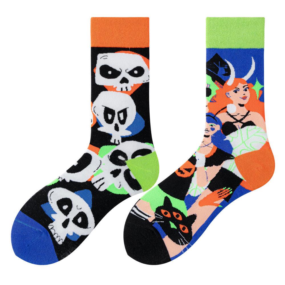 Asymmetric Colorful Christmas Cotton Socks for Couples