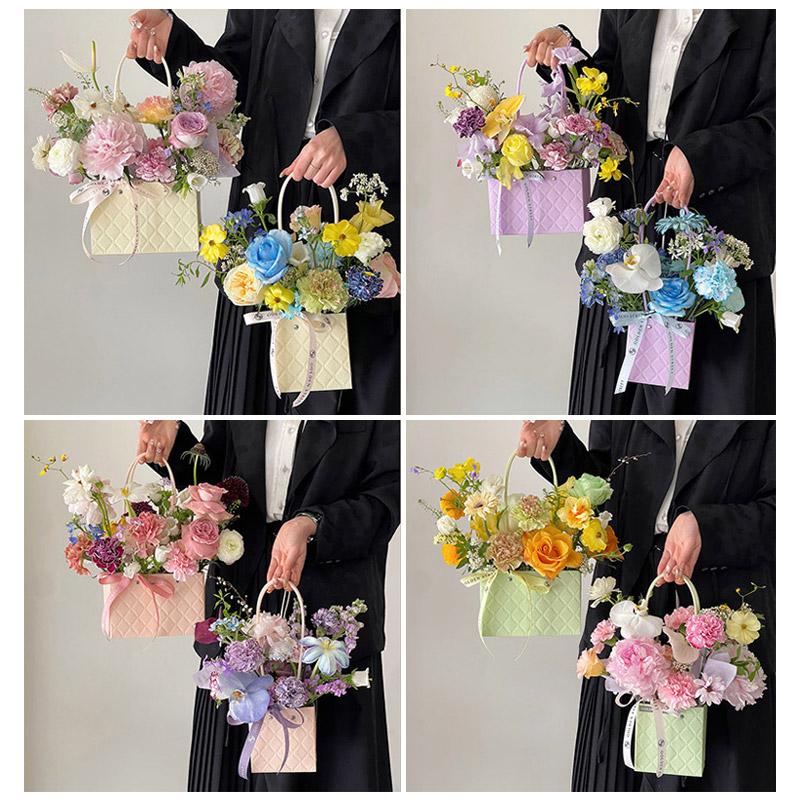 1 шт., сумка для упаковки цветов, портативная с ручкой, роза, крафт-бумага, красочная коробка для цветов, подарок на день рождения, свадебная вечеринка