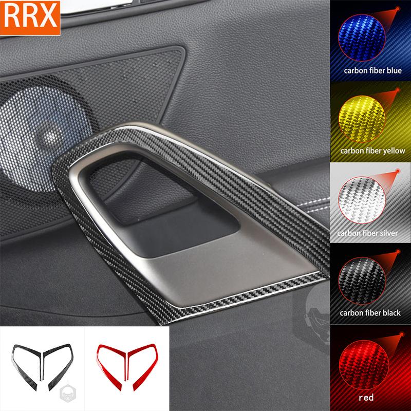 For Hyundai Veloster 2012-2017 Real Carbon Fiber Sticker Front Door Handle Trim Strip Cover Tuning Car Interior Accessories