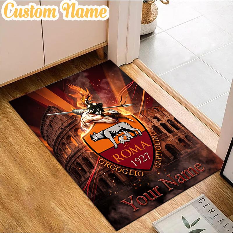 Custom Name Roma Football Club Emblem  Rug, Office Rug, Chair Rug, Carpet for Living Rooms, Doormat Game Rug Home Decor Christmas Gifts