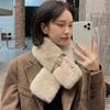Scarf Women'S Winter Warm Korean Version Fashion Versatile Student Scarf Rex Rabbit Plush Thickened Cross Japanese Scarf