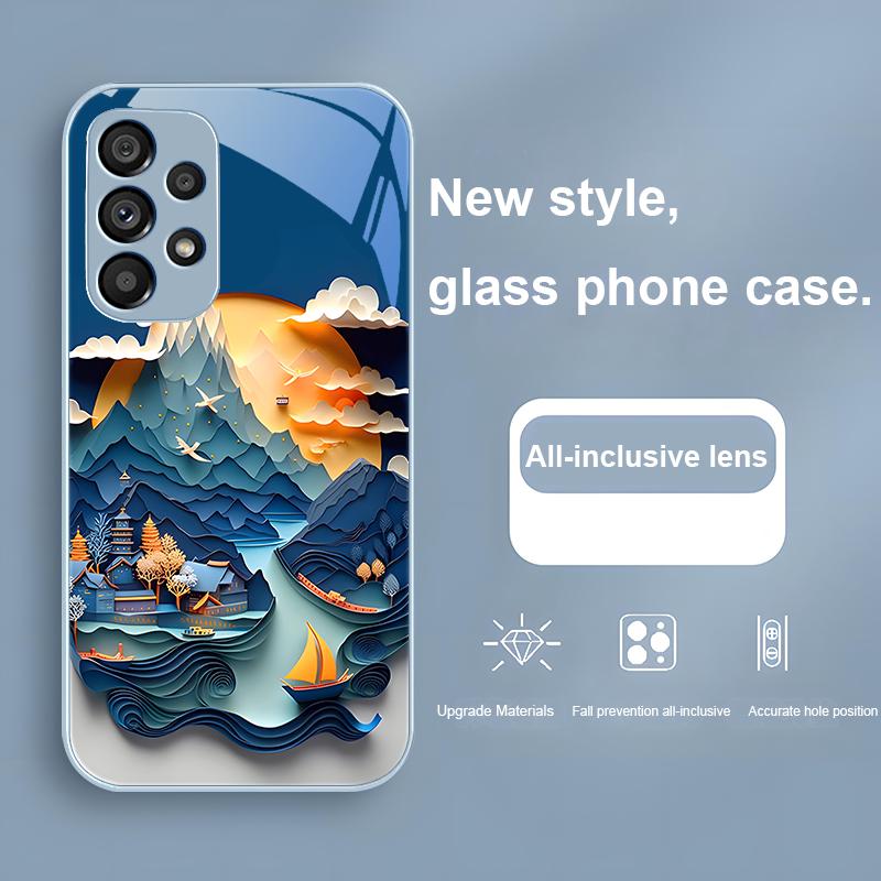 Зимняя Снежная Гора Для Samsung Galaxy S24 Plus S20 21 FE S23 Ultra S8 9 A70 72 73 50 51 52 53 Закаленное Стекло Чехол для Телефона