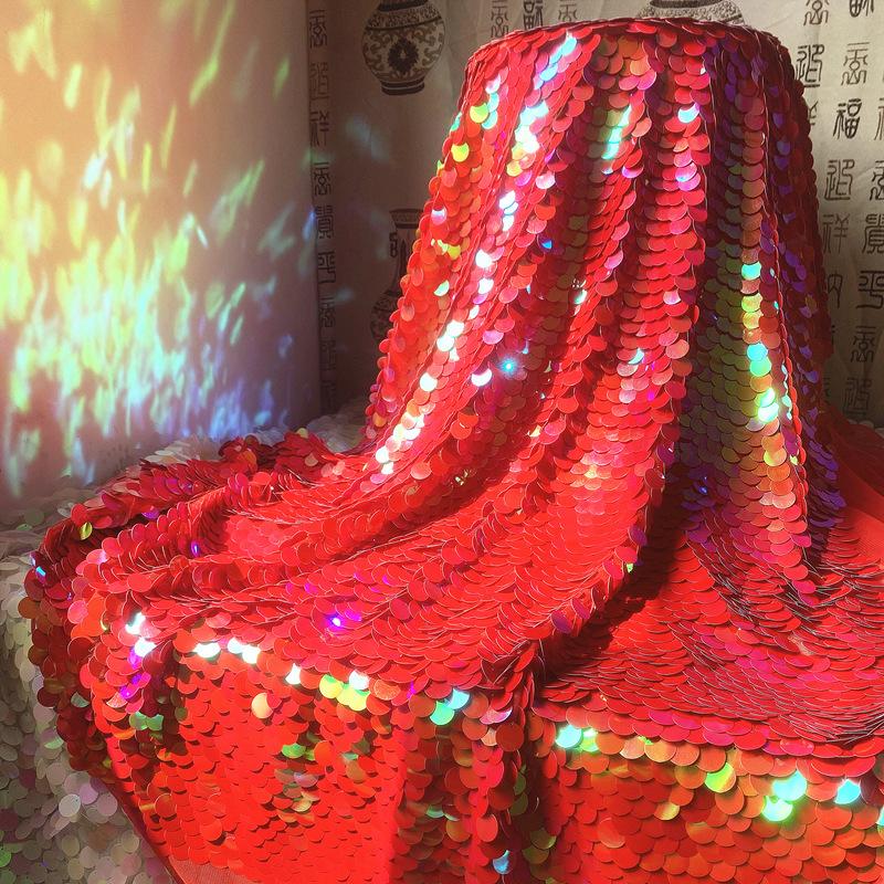Лазерная блестящая ткань с пайетками "Рыбья чешуя" для DIY платьев, свадебных нарядов, декора комнат, фотозон, скатертей