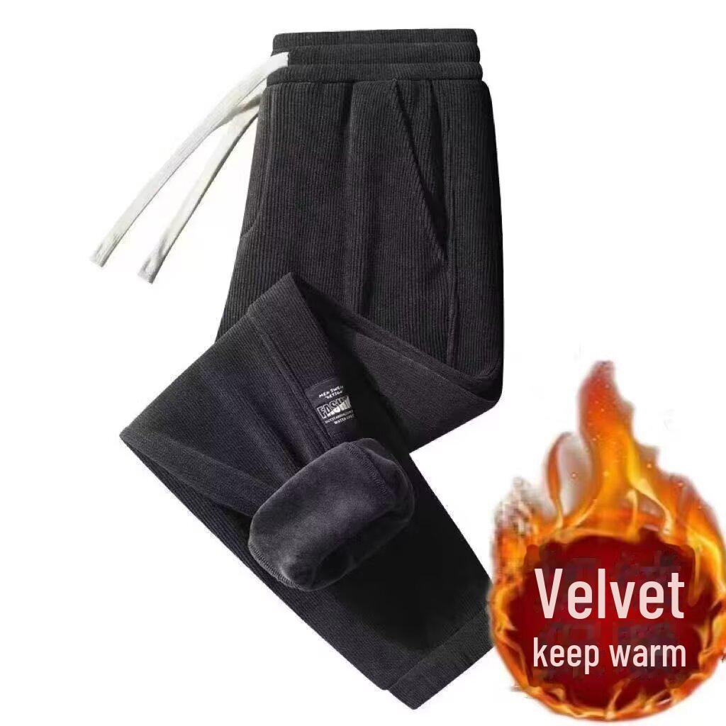 Corduroy-Velvet Men's Loose Drawstring Work Wear Pants 2024 - Casual, All-Match Sweatpants Trousers