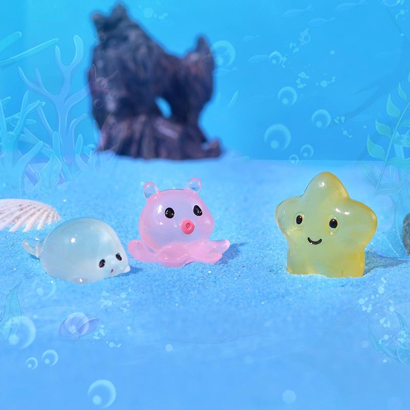14 шт. Светящиеся ornaments Морские животные для микро-ландшафта, Мини-аквариум, Ландшафтный декор, Декор для дома, Изделия из смолы