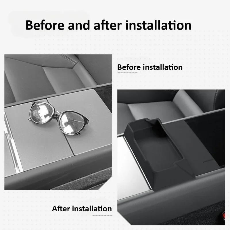 For Tesla Model Y/YL Juniper 2025-26 Silicone Armrest Storage Box Central Control Glasses Tray Tidying Organize Car Accessories
