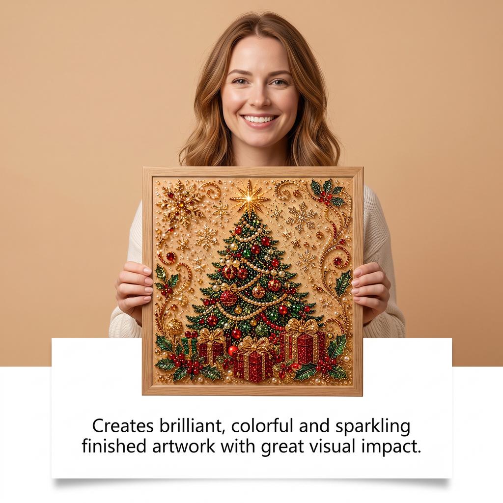 Christmas Pearl Art DIY Painting Kit Five Pointed Star Christmas Tree, Holiday Home Decor Diamond Painting Craft