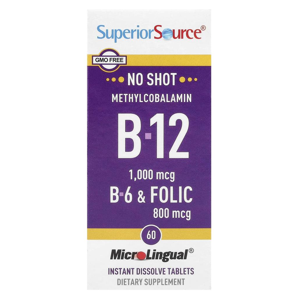 Methylcobalamin B-12, B-6 & Folic Acid, Microlingual® Instant Dissolving Tablets, 60 Tablets