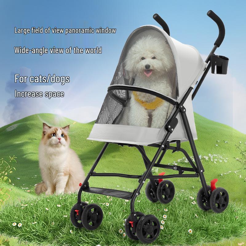 Легкая складная коляска для домашних животных для маленьких собак и кошек, с зонтом и функцией для прогулок на улице
