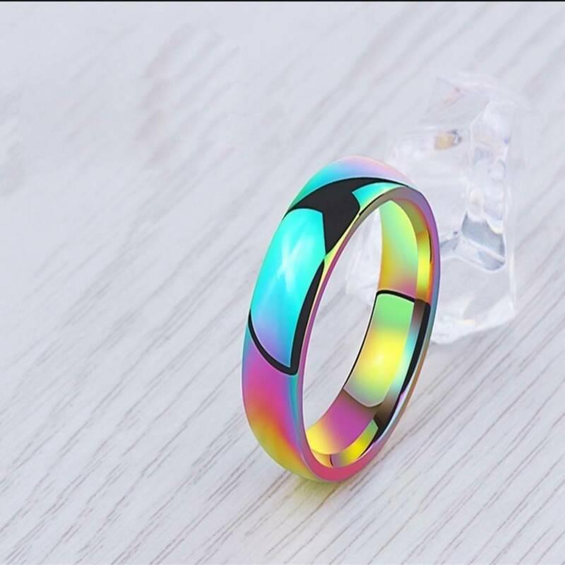 Мужское и женское радужное красочное кольцо из титановой стали, обручальное кольцо, 6 мм, размер 7-11
