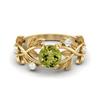 6MM Round Peridot Gemstone 925 Sterling Silver Gold Plated Solitaire Ring