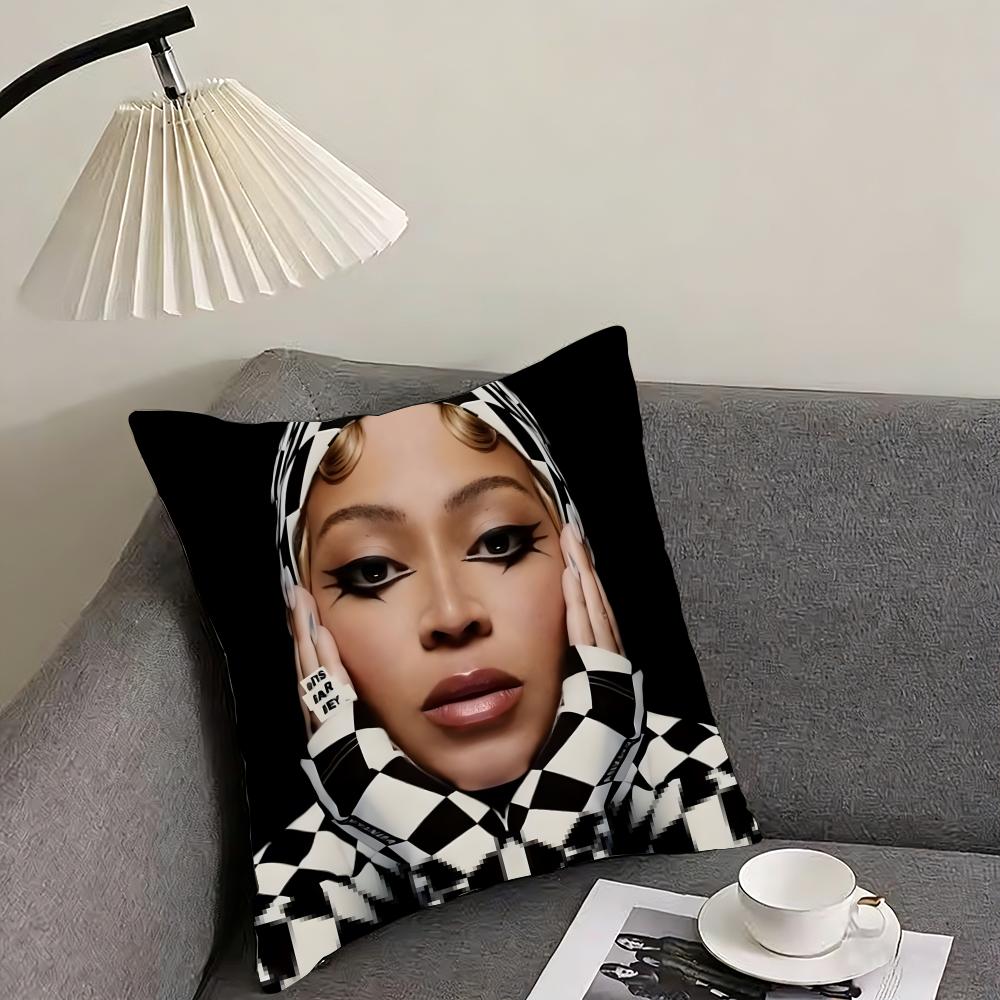 Чехол для подушки с изображением певицы B-Beyonce, двусторонний, из плюша – Для автомобиля, дивана, спальни, идеален в качестве подарка.