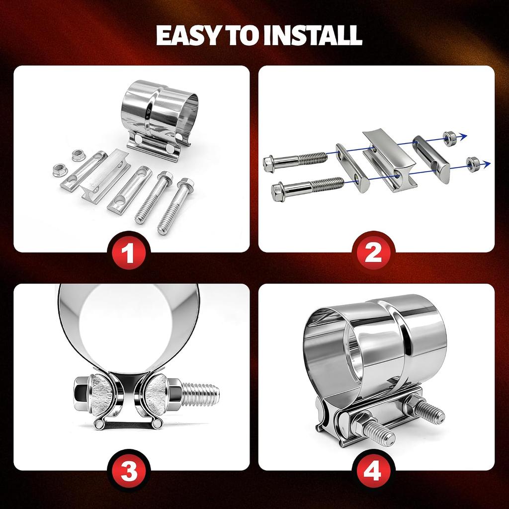 Xiaomi Exhaust Clamp 2.5"3.0" 4.0"5.0" Stainless Exhaust Sleeve Butt Joint Clamp Exhaust Band Clamp Strap for Muffler Connecting Hoop