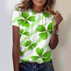 Летний топ с круглым вырезом и принтом в виде 3D-клевера, модные повседневные женские футболки с короткими рукавами