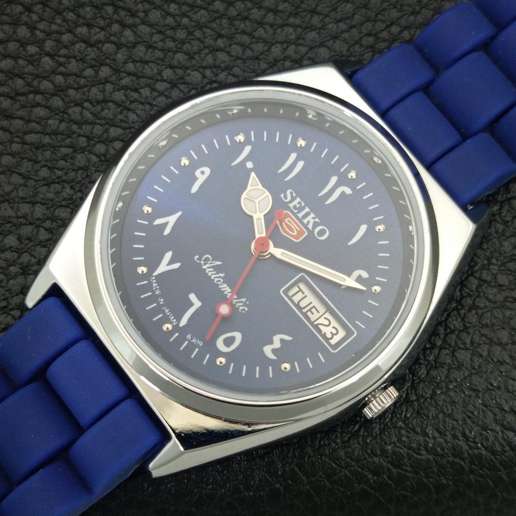 ВИНТАЖНЫЕ АВТОМАТИЧЕСКИЕ SEIKO 5 6309A ВОССТАНОВЛЕННЫЕ ЯПОНСКИЕ МУЖСКИЕ ЧАСЫ С СИНИМ ЦИФЕРБЛАТОМ a442587-1