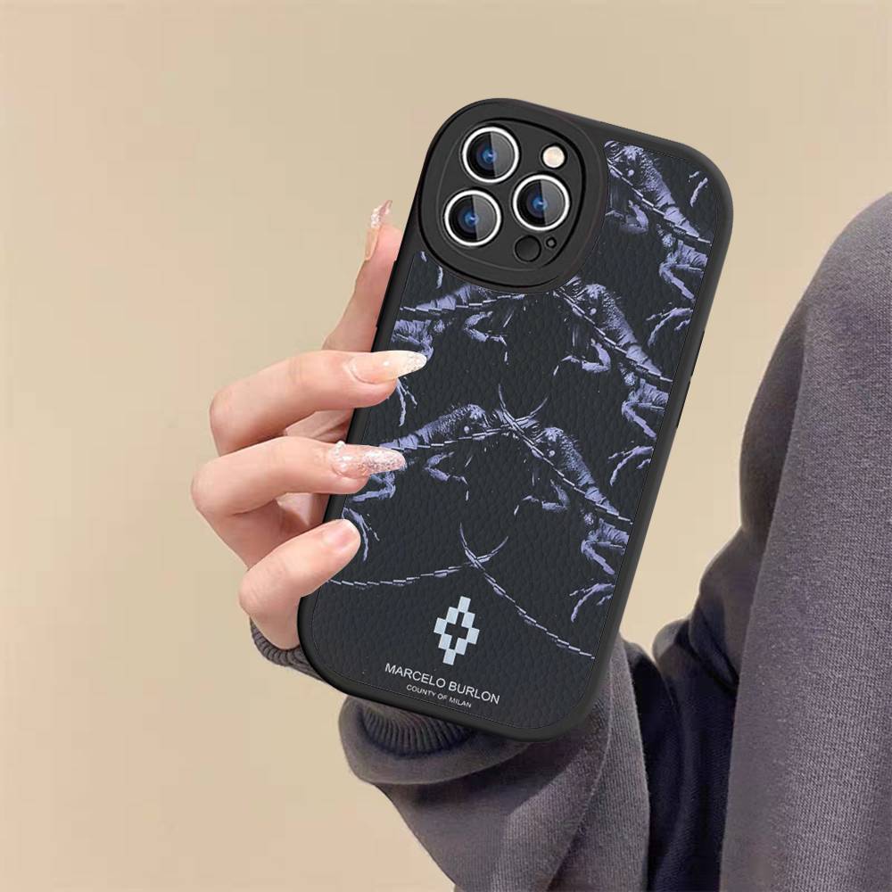Чехол для телефона M-MARCELO B-BURLON для IPhone 16 15 14 13 12 11 Pro Max Plus Кожаный Мягкий Чехол