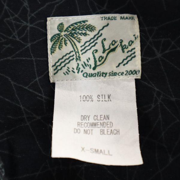 LaLaKai шелковая рубашка Алоха с коротким рукавом с тигровым узором XS Черная с открытым воротником Мужская Б/У