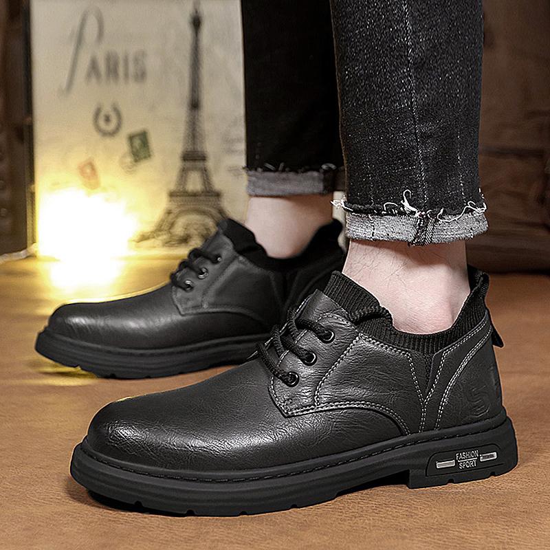 Высококачественные мужские удобные мягкие повседневные туфли с носками, модные уличные ретро-ботинки со шнуровкой на толстой подошве, износостойкие короткие ботинки
