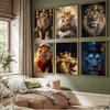 Корона Лев Король Королева Плакат Бумага Печать Главная Спальня Вход Бар Кафе Искусство Живопись Украшения