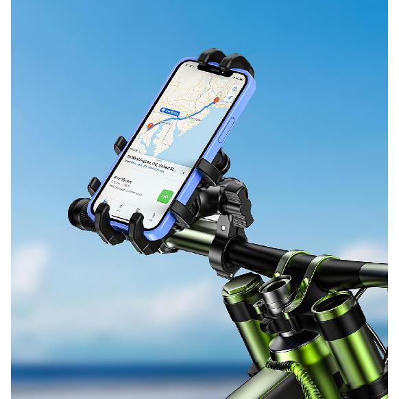 Motorcycle Phone Mount With Vibration Dampener, Anti-Shake Bike Phone Holder With Aluminum Alloy Handlebar Clamp, One-Handed Operation Motorcycle