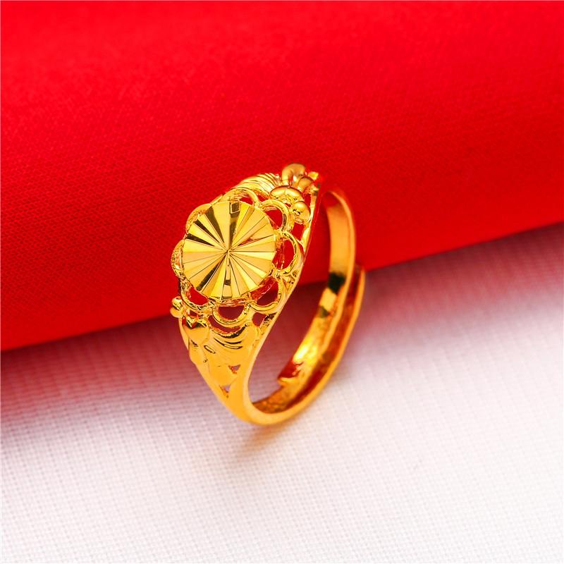 Gold Plated Lucky Ring Opening Adjustable Simple Transfer Ring For Women All-Match Luxury Finger Accessories
