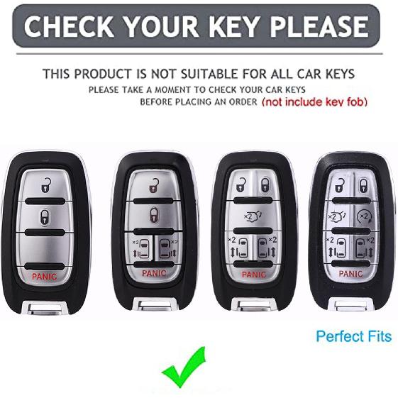 for Chrysler Key Fob Cover Key Protective Key Shell Holder Accessories Fit for Chrysler Pacifica 7 Button for 2017-2024 Touring, Pinnacle, Limited
