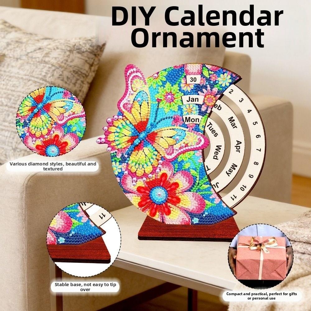 Wooden Diamond Art Perpetual Calendar Kits DIY Diamond Painting Calendar  For Adults