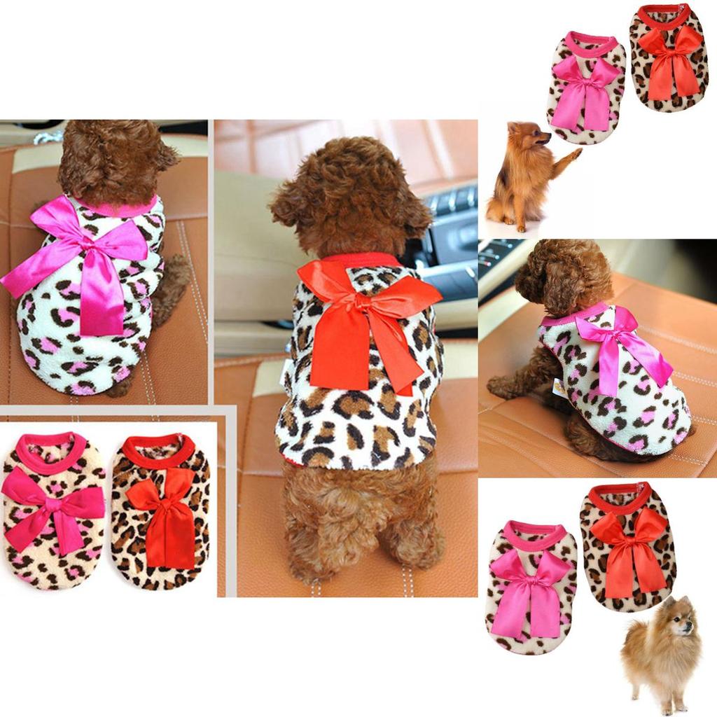 Adorable Coral Fleece Puppy Clothes With Leopard Print For Fall And Winter Celebrations